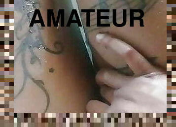 baignade, masturbation, chatte-pussy, amateur, doigtage, point-de-vue, serrée, douche, africaine