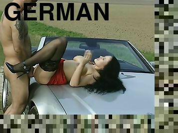 Guy fucks hot girl on top of his Mercedes