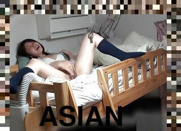 Asian solo masturbating