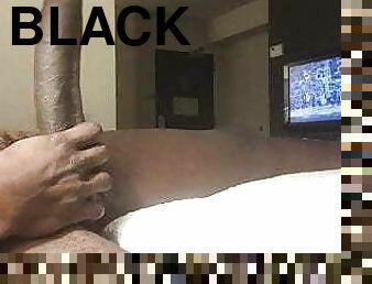 Jacking big black cock