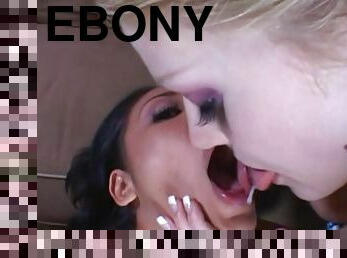 Ebony-skinned slut with perky tits enjoying a hardcore FFM threesome