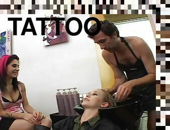 Two girls hook up for a threesome with their guy hair stylist