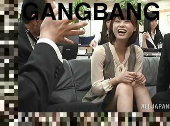 Gangbanging a Japanese secretary while her friends watch