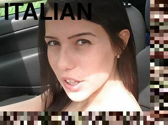 Filming the sexy feet of an Italian babe while she is driving