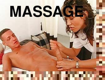Dick starved mom turns into hot masseuse and gives handjob
