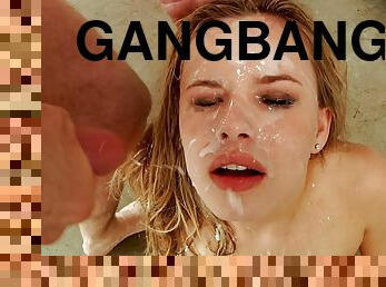 Teen pornstar in lingerie rammed and slammed in a gangbang