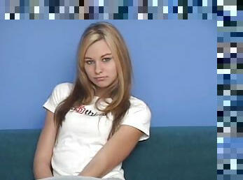 A super cute amateur teen babe doing a video interview