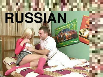 russe, ados, hardcore, couple, blonde, trou-du-cul, colocataires, réalité, minijupe