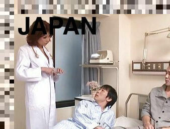 Japanese doctor gives hand to two men and enjoys a DP