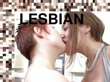 Horny Lesbians Fucking In The Kitchen