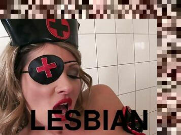 Caroline Cage and Cherry Jul toy each other's cunts in parody lesbian vid