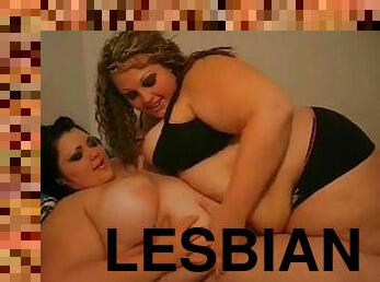 Two obese lesbians enjoy petting each other in homemade clip