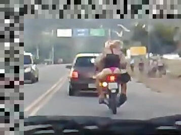 Hussy in thong riding a bike gets caught on a dash cam