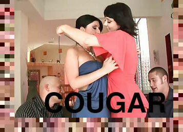 Vivacious Cougar With Nice Big Tits Enjoying A Hardcore Foursome