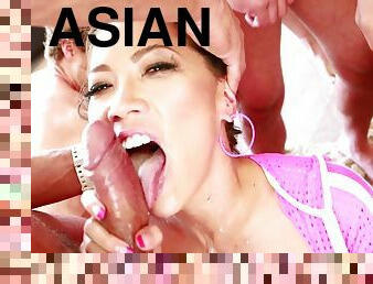 Exquisite Asian Pornstar Gets Gangbanged By Several Dudes