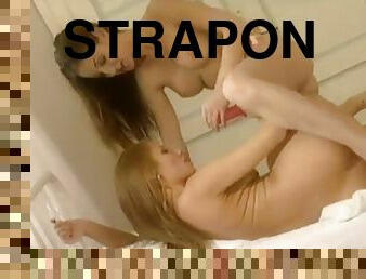 Judith Fox and Julia Taylor play with a strapon in hardcore lesbian vid