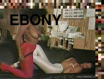 Ebony lesbian babes have sex in vintage video