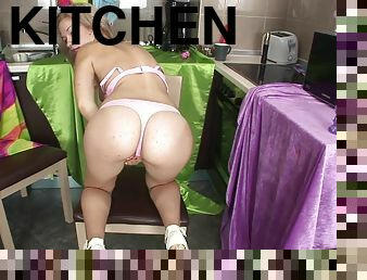 Gorgeous Teen Toying Her Wet Little Pussy In The Kitchen