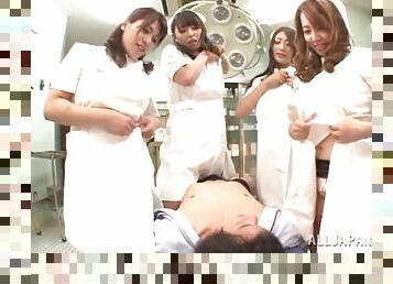 Four japanese chicks are pleasing you before the surgery