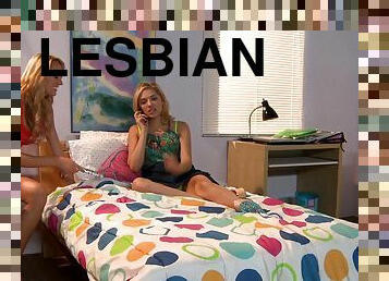 Brett Rossi and Lia Lor have hot lesbian sex in a bedroom