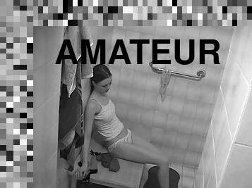 Gorgeous Brunnete Strips And Gets Watched In A Security Cam