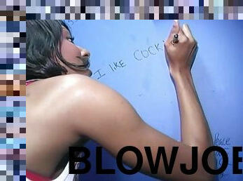 Goddess Shi Reeves Serves A Great Blowjob From A Gloryhole