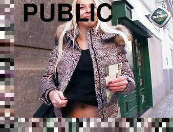 na-zewnątrz, publiczne, hardcore, para, pov, blondynka, niesamowite, realne