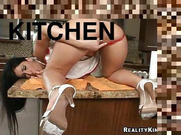 Luscious Lopez cooks a dinner and gets fucked in a kitchen