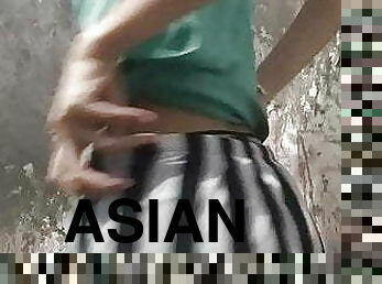 asiatisk, rumpe-booty