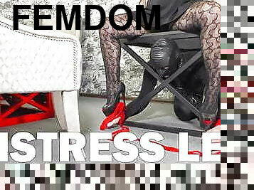 Worship my pantyhose feet in high heels, slave!