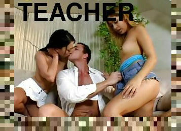 Two Naughty Blondes Gets Threesome With Thier Private Teacher