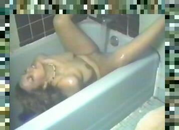 Busty blonde takes a shower before being fucked in vintage clip