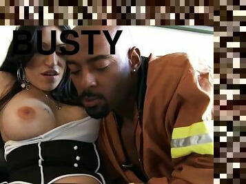 Busty Daisy Cruz gets fucked rough by big cocked Black man