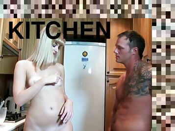 Sex in the kitchen with a divine blond chick Charlyse