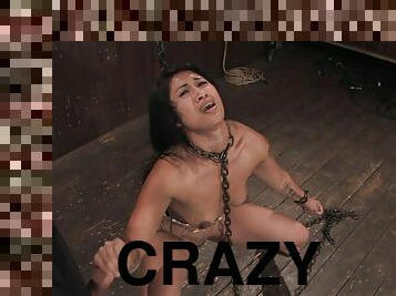 Crazy DragonLily gets chained in a wooden house