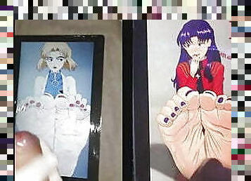 Ritsuko &amp; Misato (NGE) Feet Cumtribute (with MamaFuckingMia)