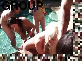 Dick and pussy fucking at hardcore pool sex party