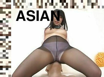 asiatisk, strømpebukser, skønheder, hardcore, japans, par, naturlig, oral, fetish, nylon