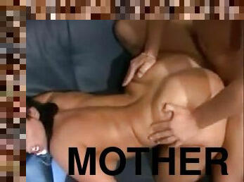 Her mother helps her out to handle his huge dick