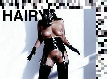 Hot chick in latex costume and gas mask gets fucked
