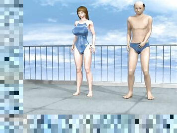 3D hentai whore take dick at poolside