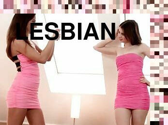 Teen pinky babes undressing for lesbian hot sex