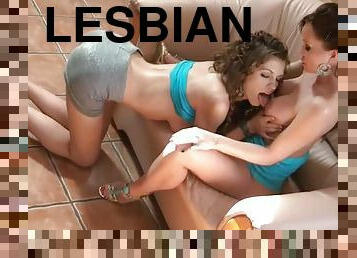 Two auburn girls Eufrat Mai and Silvia Saint having lesbian fun