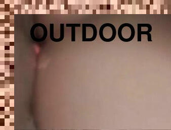 Outdoor amateur sex with slut rubbing and fucking dick