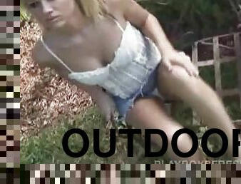 Danielle DuVall the sweet blonde lies naked on the lawn