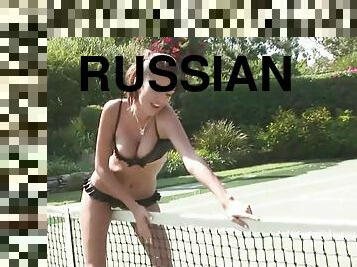 Topless Russian Beauty Inna Popenko Having Fun on Tennis Court