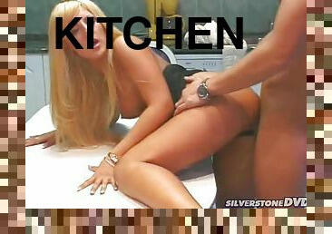 Cock-Hungry Blonde Slut Amanda Twice Fucked in the Ass in the Kitchen