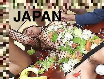 Smoking hot Japanese slut gets four huge cocks