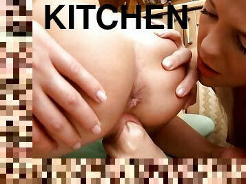 Kitchen Fondling with two smoking hot blondies