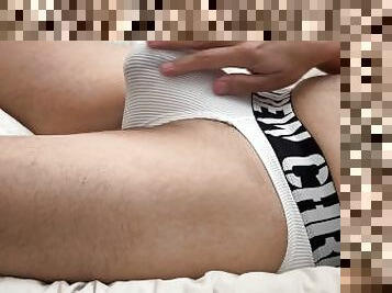 Precum through white briefs